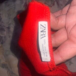 ZARA Red Knit Tee - Vibrant Red